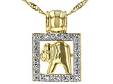 White Diamond Accent 14k Yellow Gold Over Bronze Elephant Pendant With 18" Singapore Chain