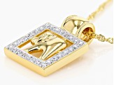 White Diamond Accent 14k Yellow Gold Over Bronze Elephant Pendant With 18" Singapore Chain