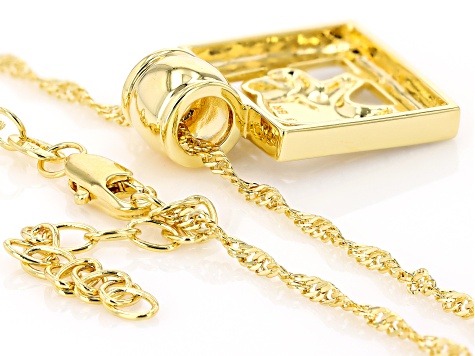 White Diamond Accent 14k Yellow Gold Over Bronze Elephant Pendant With 18" Singapore Chain