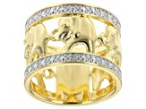 White Diamond Accent 14k Yellow Gold Over Bronze Wide Band Elephant Ring