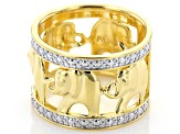 White Diamond Accent 14k Yellow Gold Over Bronze Wide Band Elephant Ring