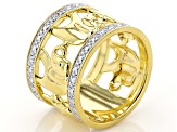 White Diamond Accent 14k Yellow Gold Over Bronze Wide Band Elephant Ring