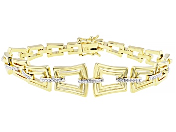 Rhodium Over 14K White Gold Lab Grown Diamond Infinity Double Bracelet Bangle 0.498ctw