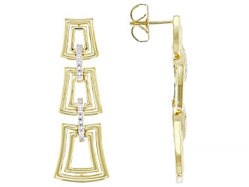 Picture of White Diamond Accent 14k Yellow Gold Over Bronze Dangle Earrings