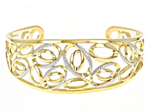 White Diamond Accent 14k Yellow Gold Over Brass Cuff Bracelet