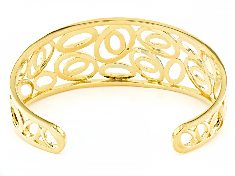 White Diamond Accent 14k Yellow Gold Over Brass Cuff Bracelet