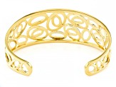 White Diamond Accent 14k Yellow Gold Over Brass Cuff Bracelet