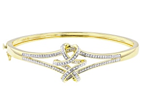 White Diamond Accent 14k Yellow Gold Over Bronze Bangle Bracelet