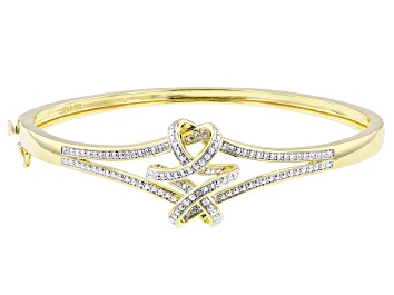 Picture of White Diamond Accent 14k Yellow Gold Over Bronze Bangle Bracelet