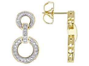 White Diamond Accent 14k Yellow Gold Over Bronze Dangle Earrings