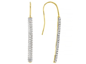 White Diamond Accent 14k Yellow Gold Over Brass Drop Earrings
