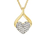 White Diamond Accent 14k Yellow Gold Over Brass Heart Slide Pendant With Rope Chain