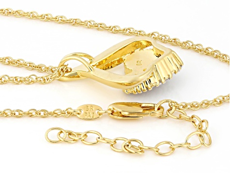 White Diamond Accent 14k Yellow Gold Over Brass Heart Slide Pendant With Rope Chain