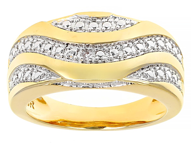 White Diamond Accent 14k Yellow Gold Over Brass Wide Band Ring