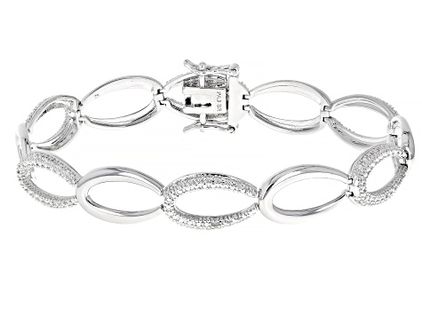 White Diamond Accent Rhodium Over Brass Bracelet