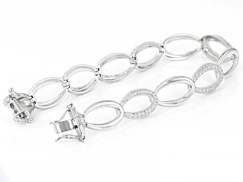 White Diamond Accent Rhodium Over Brass Bracelet