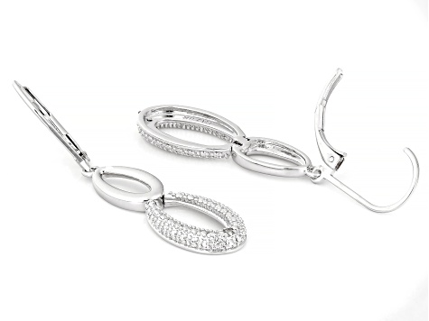 White Diamond Accent Rhodium Over Brass Dangle Earrings