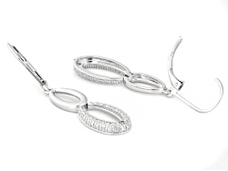 White Diamond Accent Rhodium Over Brass Dangle Earrings
