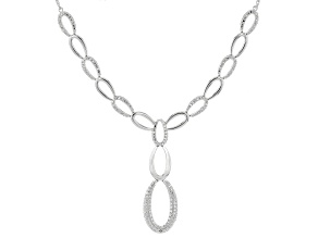 White Diamond Accent Rhodium Over Brass Necklace