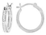 White Diamond Accent Rhodium Over Brass Stud And Hoop Set Of 3 Earrings