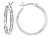 White Diamond Accent Rhodium Over Brass Stud And Hoop Set Of 3 Earrings