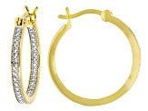 White Diamond Accent 14k Yellow Gold Over Brass Stud And Hoop Set Of 3 Earrings