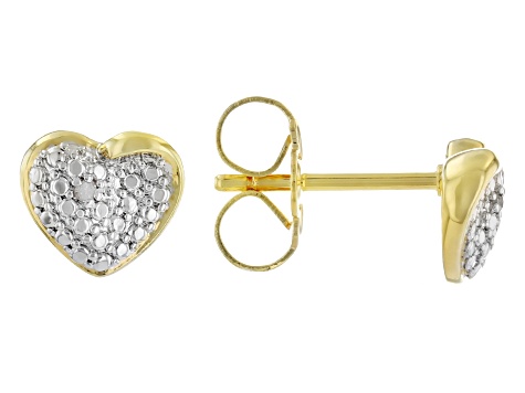 White Diamond Accent 14k Yellow Gold Over Brass Stud And Hoop Set Of 3 Earrings