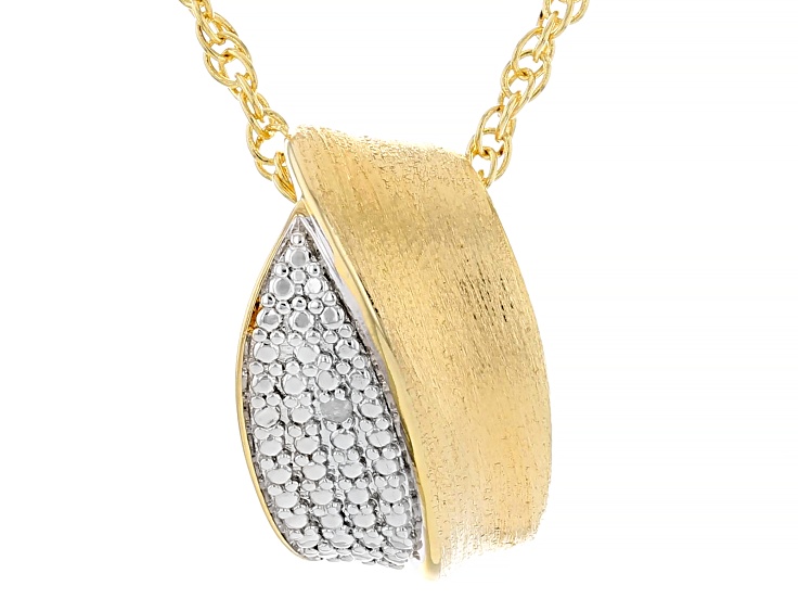 White Diamond Accent 14k Yellow Gold Over Brass Slide Pendant With 18" Rope Chain
