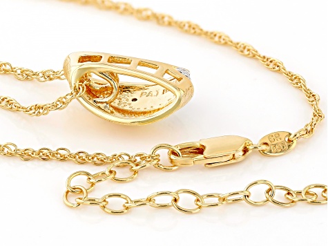 White Diamond Accent 14k Yellow Gold Over Brass Slide Pendant With 18" Rope Chain