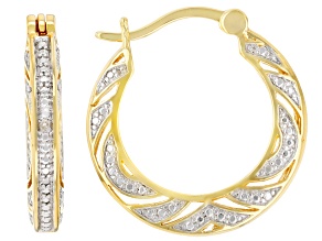 White Diamond Accent 14k Yellow Gold Over Brass Hoop Earrings