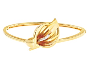 White Diamond Accent 14k Yellow Gold Over Brass Calla Lily Bangle Bracelet