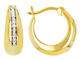 White Diamond Accent Rhodium & 14k Yellow Gold Over Brass Set Of 2 Hoop Earrings