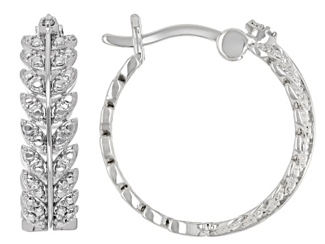 White Diamond Accent Rhodium & 14k Yellow Gold Over Brass Set Of 2 Hoop Earrings