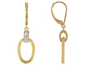 White Diamond Accent Rhodium And 14k Yellow Gold Over Brass Dangle Earrings