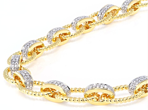 White Diamond Accent Rhodium And 14k Yellow Gold Over Bronze