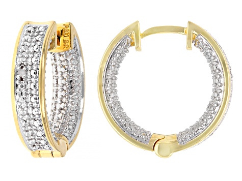 eimylove♡ White Diamond Accent 14k Yellow Gold Over Brass Hoop