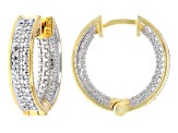 White Diamond Accent 14k Yellow Gold Over Brass Hoop Earrings