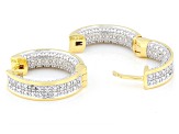 White Diamond Accent 14k Yellow Gold Over Brass Hoop Earrings