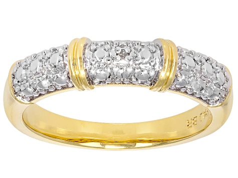 White Diamond Accent 14k Yellow Gold Over Brass Band Ring