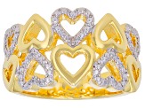 White Diamond Accent 14k Yellow Gold Over Brass Open Design Heart Band Ring