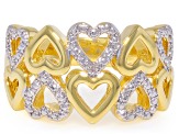 White Diamond Accent 14k Yellow Gold Over Brass Open Design Heart Band Ring