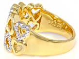 White Diamond Accent 14k Yellow Gold Over Brass Open Design Heart Band Ring