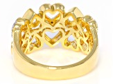 White Diamond Accent 14k Yellow Gold Over Brass Open Design Heart Band Ring