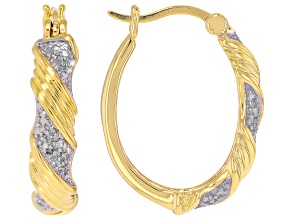 White Diamond Accent 14k Yellow Gold Over Brass Hoop Earrings