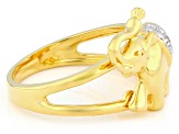 White Diamond Accent 14k Yellow Gold Over Brass Elephant Ring