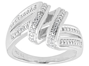 White Diamond Accent Rhodium Over Brass Ring