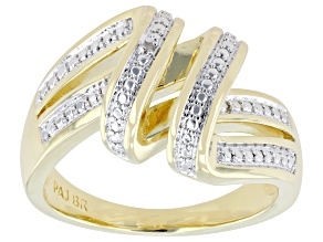 White Diamond Accent 14k Yellow Gold Over Brass Ring
