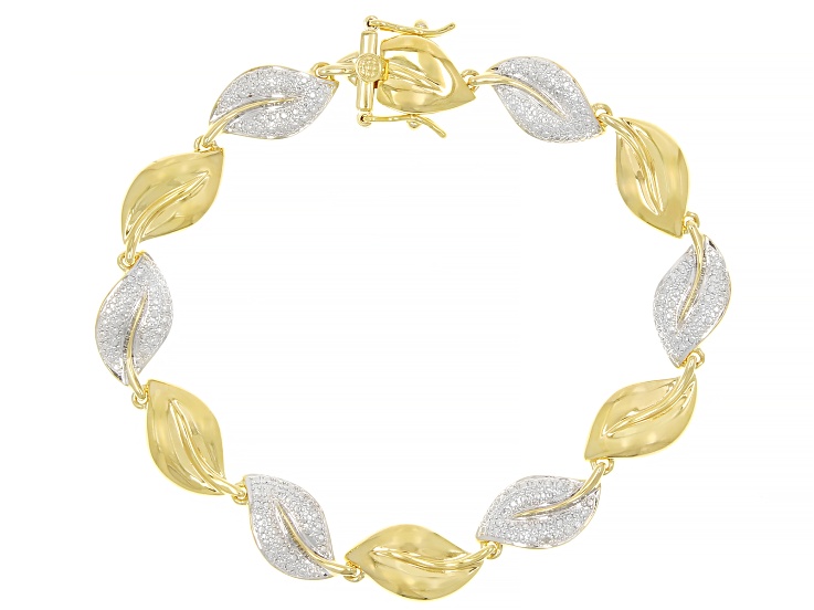White Diamond Accent 14k Yellow Gold Over Brass Calla Lily Bracelet