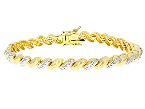 White Diamond Accent 14k Yellow Gold Over Brass Bracelet