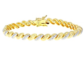 White Diamond Accent 14k Yellow Gold Over Brass Bracelet